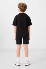Ensemble short chino garçon Tommylife Wholesale en coton léger et extensible, coupe oversize, noir, réf. 11278