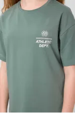 Tommylife Wholesale Cotton Crew Neck Oversize Fit Basic Girls' T-Shirt 75178 Light Green