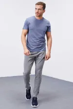 Tommylife Toptan Gri Melanj Fermuar Cepli Dar Kalıp Jogger Erkek Eşofman Alt - 84343