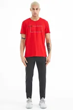 Tommylife Wholesale Otis Crew Neck Standard Fit Printed Men's T-Shirt 88228 Red