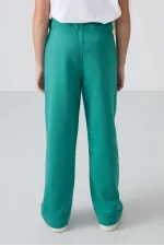 Tommylife Wholesale 7-15 Years Wide Leg Standard Fit Girls' Sweatpants 75146 Navy Green