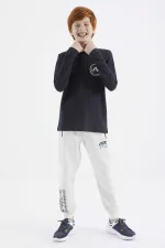 Sweat-shirt basique Tommylife pour garçon, taille serveur, col polo, coupe standard, bleu marine, référence 11172