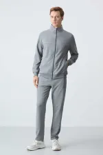 Ensemble de survêtement basique pour homme Tommylife Wholesale, coupe décontractée, gris chiné 85260