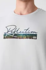 Tommylife Wholesale Crew Neck Oversize Printed Men's T-Shirt 88334 Stone