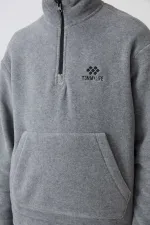 Ensemble de survêtement en polaire à col montant Tommylife Wholesale Serverer Boy, gris chiné, référence 11218