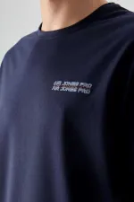 Tommylife Wholesale Crew Neck Oversize Printed Men's T-Shirt 88375 Navy Blue