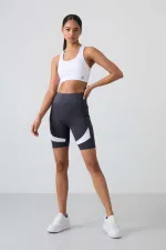 Tommylife Toptan Yüksek Bel Biker Kadın Tayt 91012 Antrasit