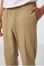 Tommylife Toptan Standart Fit Dokuma Hafif Esnek Chino Erkek Pantolon 82176 Koyu Bej
