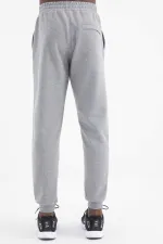 Tommylife Wholesale Grey Melange Men's Sweatpants with Drawstring Front Stitching Detail and Standard Fit - 84994