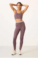 Tommylife Wholesale High Waist Slim Fit Women's Bustier and Leggings Set 95333 Rose Pink