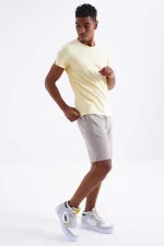 Tommylife Toptan Koyu Bej Bağcıklı Standart Kalıp Basic Erkek Şort - 81212