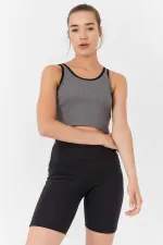 Débardeur court gris basique sans manches à col en U pour femme Tommylife Wholesale - 97162
