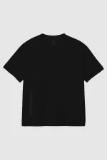 Tommylife Toptan Siyah Baskılı O Yaka Rahat Form Battal Büyük Beden Erkek T-Shirt - 88472