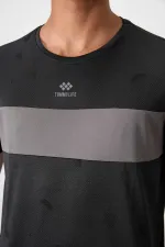 Tommylife Toptan O Yaka Standart Kalıp Aktif Spor Erkek T-Shirt 88398 Siyah