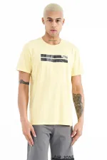 Tommylife Wholesale Peter Pan Neck Standard Fit Printed Men's T-Shirt 88204 Yellow