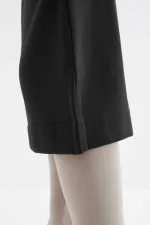 Tommylife Wholesale Black Raglan Sleeve Basic Hooded Oversize Tunic - 97242