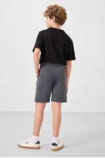 Ensemble short chino garçon Tommylife en coton tissé léger et extensible, coupe oversize, noir et gris, référence 11277