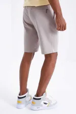 Tommylife Toptan Koyu Bej Bağcıklı Standart Kalıp Basic Erkek Şort - 81212