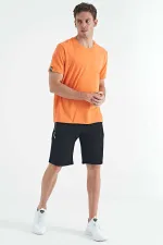 Tommylife Toptan O Yaka Standart Kalıp Basic Erkek T-Shirt 87911 Oranj