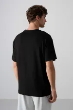 Tommylife Wholesale Crew Neck Oversize Printed Men's T-Shirt 88329 Black