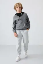 Tommylife Wholesale Waiter Boy Jogger Standard Fit Boys' Fleece Sweatpants 11220 Stone