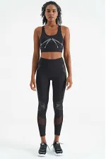 Soutien-gorge de sport Tommylife Wholesale pour femme, imprimé noir devant et dos, col en U, coupe ajustée - 97252