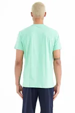 Tommylife Wholesale Boris Crew Neck Standard Fit Printed Men's T-Shirt 88206 Aqua Green