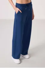 Pantalon palazzo pour femme Tommylife Wholesale, doux et texturé, avec poches et surpiqûres apparentes - 94670 Parliament