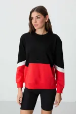 Tommylife Wholesale Crew Neck Oversize Women's Sweatshirt 97289 Black