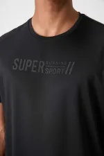 Tommylife Toptan O Yaka Standart Kalıp Aktif Spor Erkek T-Shirt 88385 Siyah