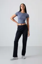 Bas de survêtement Tommylife bleu marine avec poche zippée, coupe confortable, coupe classique, pour femme - 94195