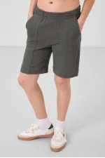 Short basique pour garçon Tommylife, en coton doux texturé, coupe standard, couleur kaki, référence 11289