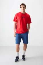 Tommylife Wholesale Crew Neck Oversize Printed Men's T-Shirt 88376 Fiesta