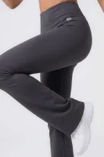 Leggings de sport évasés pour femmes Tommylife, taille haute, anthracite, flexibles et performants - 94686