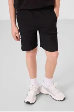 Ensemble short chino garçon Tommylife Wholesale en coton léger et extensible, coupe oversize, noir, réf. 11275