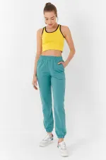 Débardeur court jaune basique sans manches à col en U pour femme Tommylife Wholesale - 97162