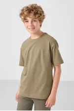 Tommylife Toptan Pamuklu Oversize Fit Dokuma Hafif Esnek Chino Erkek Çocuk Şort Takım 11277 Koyu Bej-Camel