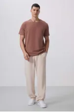 Tommylife Toptan Yüzeyi Dokulu Rahat Form Palazzo Erkek Pantolon 82163 Bej