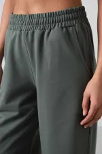 Tommylife Wholesale Comfortable Fit Wide Leg Women's Sweatpants 94567 Khaki