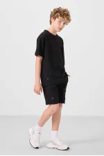 Ensemble short chino garçon Tommylife Wholesale en coton léger et extensible, coupe oversize, noir, réf. 11277