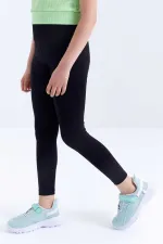 Tommylife Toptan Siyah Yüksek Bel Dar Paça Kız Çocuk Tayt  - 75047