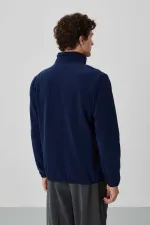 Sweat-shirt en polaire zippé à col montant pour homme Tommylife, modèle standard, vente en gros, 87992, indigo