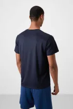 Tommylife Toptan O Yaka Standart Kalıp Aktif Spor Erkek T-Shirt 88385 Lacivert