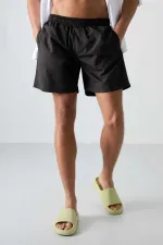 Tommylife Toptan Siyah Belden Lastikli Standart Kalıp Erkek Deniz Şortu - 81237