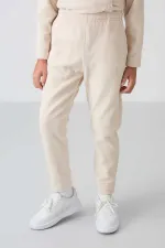 Ensemble de survêtement en polaire à col montant Tommylife Wholesale Serverer Boy, beige, référence 11218