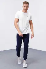 Tommylife Toptan İndigo Fermuar Cepli Dar Kalıp Jogger Erkek Eşofman Alt - 84343