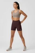 Leggings courts motardes marron taille haute coupe slim pour femmes Tommlife Wholesale - 91017