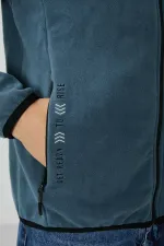 Sweat-shirt en polaire zippé à col montant pour homme Tommylife, modèle standard, vente en gros, 87992, pétrole