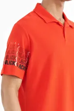 Tommylife Toptan Fiesta Kol Baskı Detaylı Polo Yaka Standart Form Erkek T-Shirt - 88240