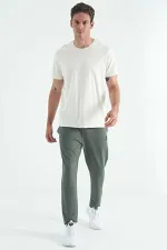 Tommylife Toptan O Yaka Standart Kalıp Basic Erkek T-Shirt 87911 Ekru